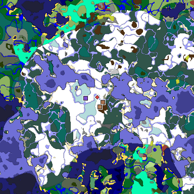 Predicted biome map of Java 26.3 seed 7570247717137322880 around estimated spawn