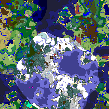 Predicted biome map of Java 26.3 seed -3356443264957553567 around estimated spawn