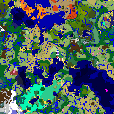 Predicted biome map of Java 26.3 seed -3392907072596788643 around estimated spawn