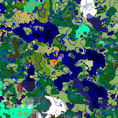 Predicted biome map of Java 26.3 seed 8342122114791441345 around estimated spawn