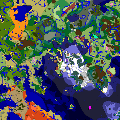 Predicted biome map of Java 26.3 seed 4316460988342408922 around estimated spawn