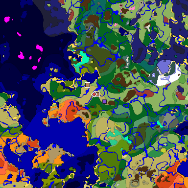 Predicted biome map of Java 26.3 seed -1789591619373222107 around estimated spawn