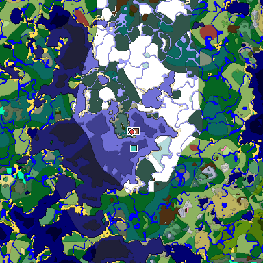 Predicted biome map of Java 26.3 seed 7284459155672742117 around estimated spawn
