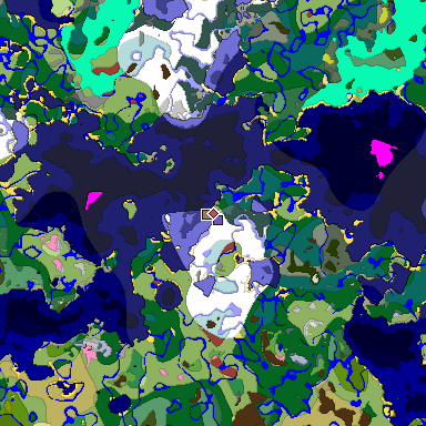 Predicted biome map of Java 26.3 seed -1336555505244023173 around estimated spawn