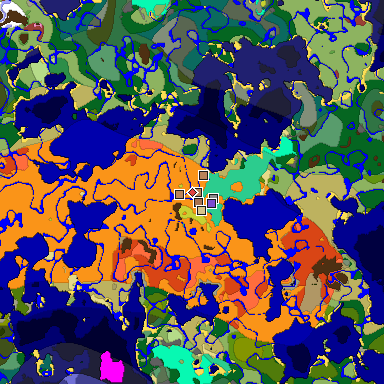 Map of Minecraft seed 8155395080060683973 around spawn