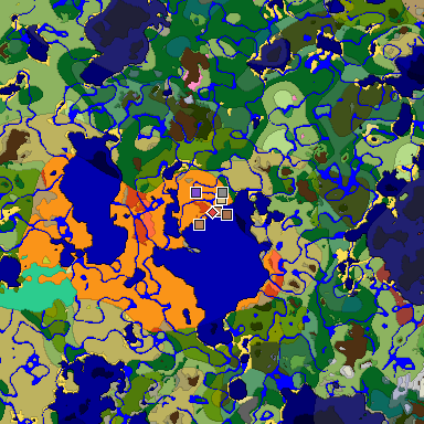 Map of Minecraft seed 140447484024402915 around spawn