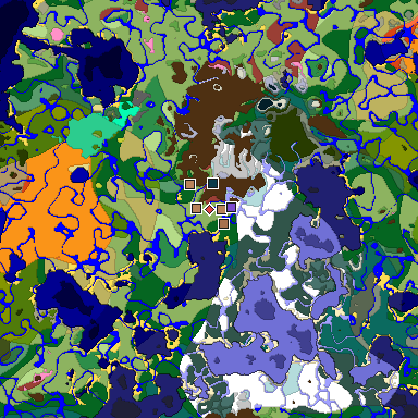 Predicted biome map of Java 26.3 seed -5447431341389274271 around estimated spawn