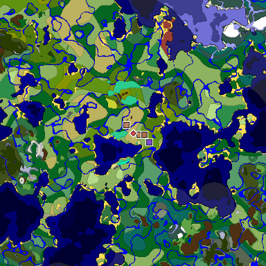 Predicted biome map of Java 26.3 seed -5315896744423286992 around estimated spawn