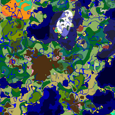 Predicted biome map of Java 26.3 seed 6321786546861903364 around estimated spawn