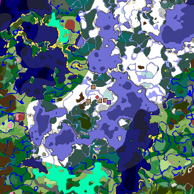 Predicted biome map of Java 26.3 seed -5043211998073928711 around estimated spawn