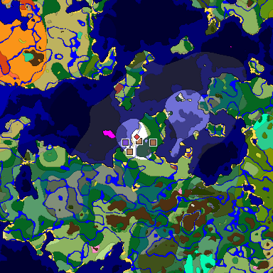 Predicted biome map of Java 26.3 seed 7627463290505112235 around estimated spawn