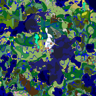 Predicted biome map of Java 26.3 seed -4767659413042877961 around estimated spawn