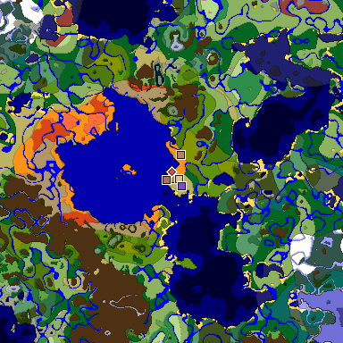 Predicted biome map of Java 26.3 seed -5418001770680707798 around estimated spawn