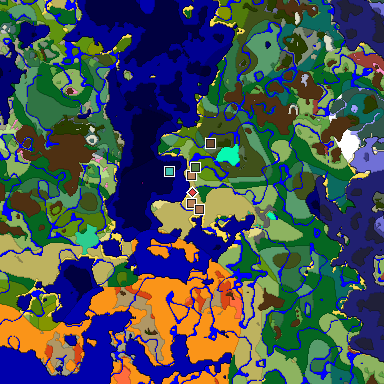 Predicted biome map of Java 26.3 seed -7140062768181821131 around estimated spawn