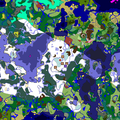 Predicted biome map of Java 26.3 seed 5734796951521601070 around estimated spawn