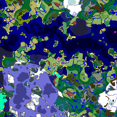 Predicted biome map of Java 26.3 seed 1527331124366242455 around estimated spawn