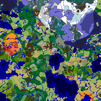 Predicted biome map of Java 26.3 seed 5984092335791192743 around estimated spawn
