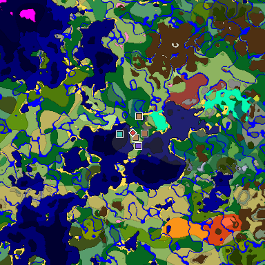 Predicted biome map of Java 26.3 seed -7265705935258596889 around estimated spawn