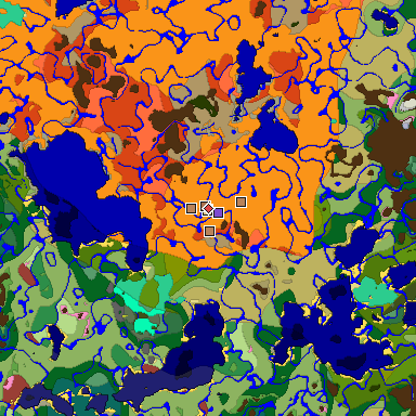 Map of Minecraft seed 9048369919240256475 around spawn