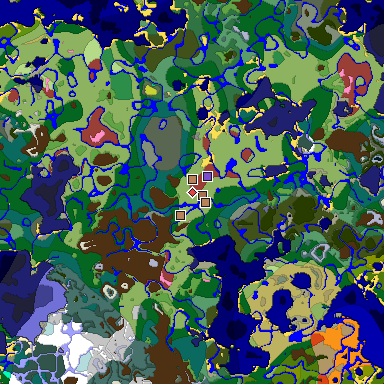 Predicted biome map of Java 26.3 seed -504555348550491086 around estimated spawn