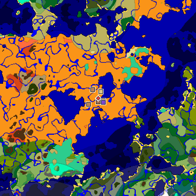 Predicted biome map of Java 26.3 seed 5468330428520108709 around estimated spawn