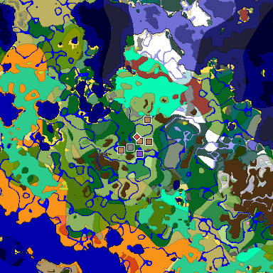 Predicted biome map of Java 26.3 seed 738615917145154934 around estimated spawn