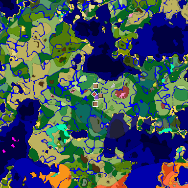 Predicted biome map of Java 26.3 seed 19114954812272396 around estimated spawn