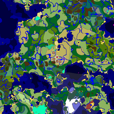 Predicted biome map of Java 26.3 seed -1122095644178166195 around estimated spawn