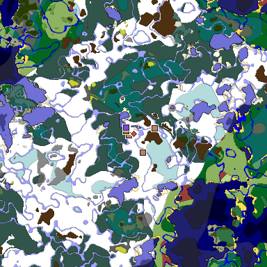Predicted biome map of Java 26.3 seed 6838474737359427391 around estimated spawn