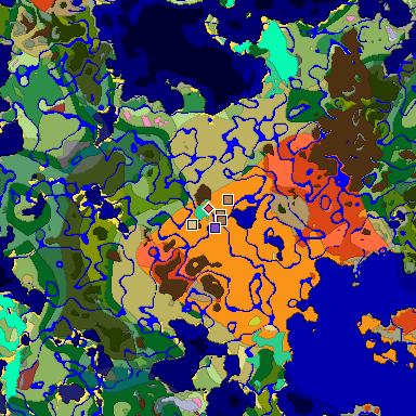 Predicted biome map of Java 26.3 seed 957074320689409299 around estimated spawn