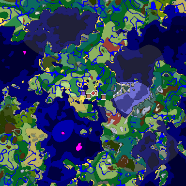 Map of Minecraft seed -2881132812159027921 around spawn