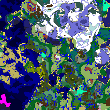 Predicted biome map of Java 26.3 seed 6316952846575944015 around estimated spawn