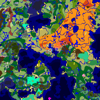 Predicted biome map of Java 26.3 seed 5842813744923419000 around estimated spawn