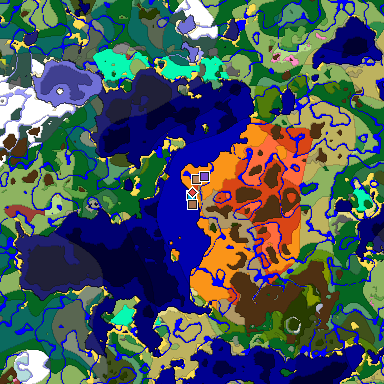 Predicted biome map of Java 26.3 seed 3697239836293014919 around estimated spawn