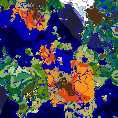 Predicted biome map of Java 26.3 seed -5464463477211252201 around estimated spawn