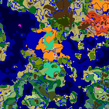 Predicted biome map of Java 26.3 seed -8829809763979908777 around estimated spawn