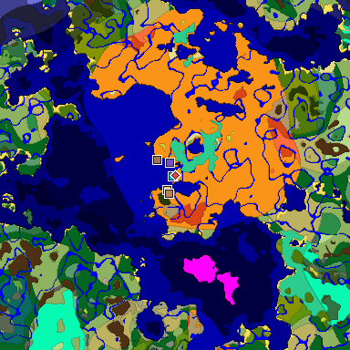 Predicted biome map of Java 26.3 seed 4951435173595377700 around estimated spawn
