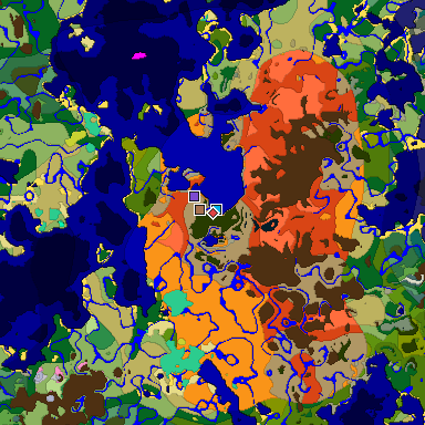 Predicted biome map of Java 26.3 seed -1352070611620687634 around estimated spawn