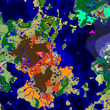 Predicted biome map of Java 26.3 seed -7847973623347285391 around estimated spawn