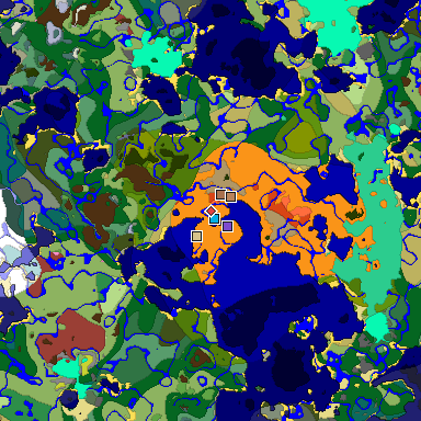 Predicted biome map of Java 26.3 seed -4659834735423368633 around estimated spawn