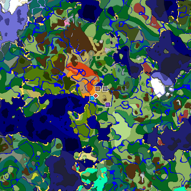 Predicted biome map of Java 26.3 seed -5903995373690012062 around estimated spawn