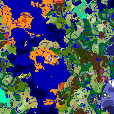 Predicted biome map of Java 26.3 seed 1660925706169066165 around estimated spawn