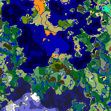 Predicted biome map of Java 26.3 seed -8389776325935100163 around estimated spawn