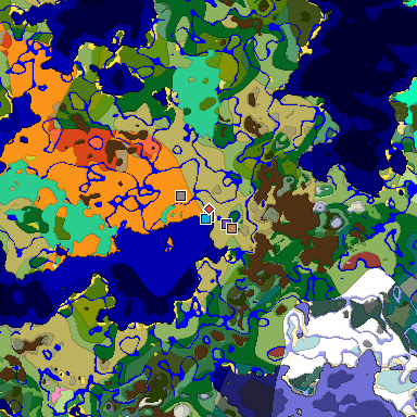 Predicted biome map of Java 26.3 seed 8925620319983994274 around estimated spawn