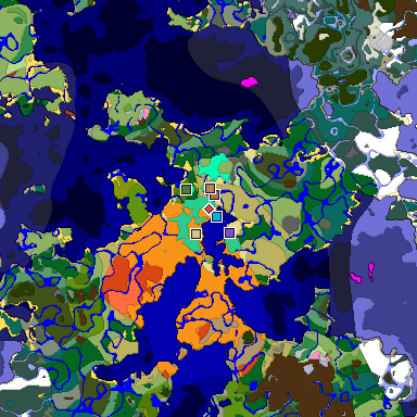 Predicted biome map of Java 26.3 seed -795010552744570488 around estimated spawn