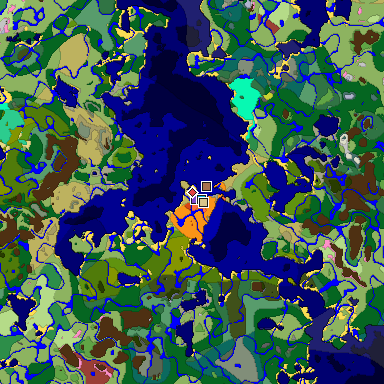 Predicted biome map of Java 26.3 seed -7350475872566041156 around estimated spawn