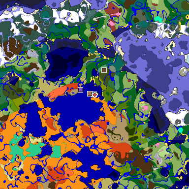 Predicted biome map of Java 26.3 seed 2097626598838778758 around estimated spawn