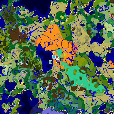 Predicted biome map of Java 26.3 seed 3407169354639157105 around estimated spawn