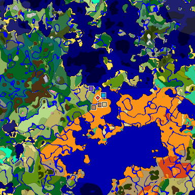 Predicted biome map of Java 26.3 seed -4422020375591143185 around estimated spawn