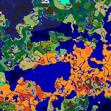 Predicted biome map of Java 26.3 seed 620183948751325067 around estimated spawn